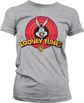 Looney Tunes Distressed Logo Girly Tee Damen T-Shirt Heather-Grey