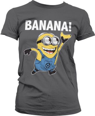 Minions Banana! Girly Tee Damen T-Shirt Dark-Grey