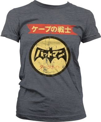 Batman Japanese Retro Logo Girly Tee Damen T-Shirt Dark-Heather