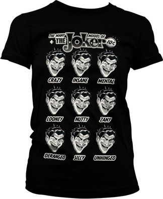 Batman The Many Moods Of The Joker Girly Tee Damen T-Shirt Black