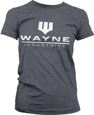 Batman Wayne Industries Logo Girly Tee Damen T-Shirt Dark-Heather