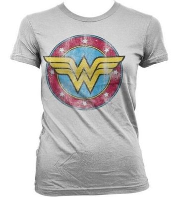 Wonder Woman Distressed Logo Girly Tee Damen T-Shirt White