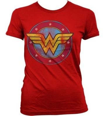 Wonder Woman Distressed Logo Girly Tee Damen T-Shirt Red