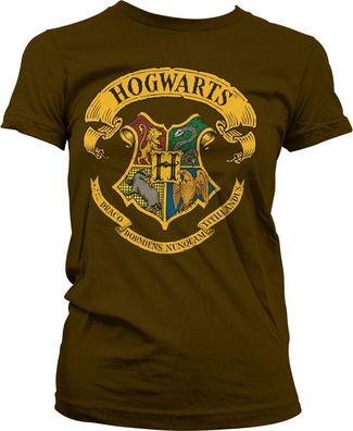 Harry Potter Hogwarts Crest Girly Tee Damen T-Shirt Brown
