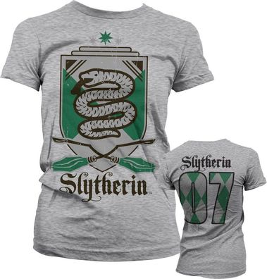 Harry Potter Slytherin 07 Girly Tee Damen T-Shirt Heather-Grey