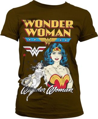 Posing Wonder Woman Girly Tee Damen T-Shirt Brown