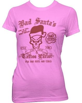 Hybris Bad Santa's Gift Shop Girly Tee Damen T-Shirt Pink