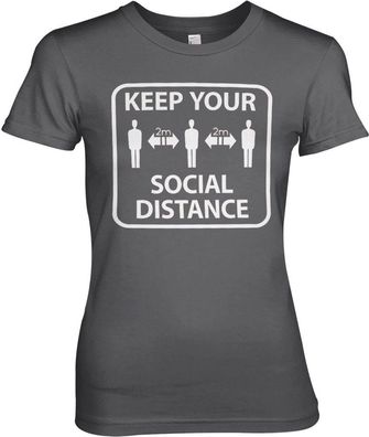 Hybris Keep Your Social Distance Girly Tee Damen T-Shirt Dark-Grey