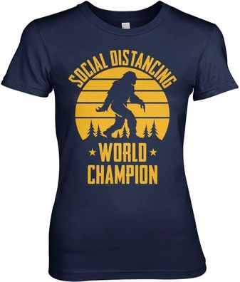 Hybris Social Distancing World Champion Girly Tee Damen T-Shirt Navy