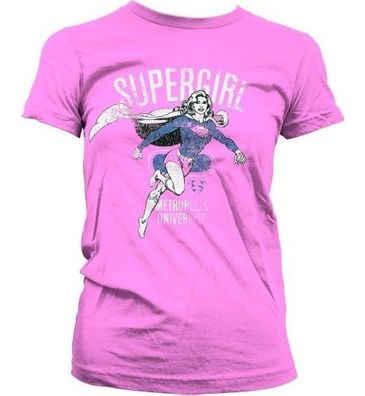 Supergirl Metropolis Distressed Girly T-Shirt Damen Pink