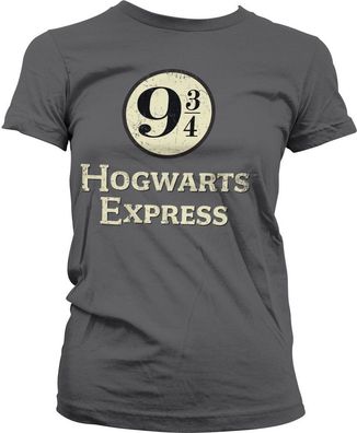 Harry Potter Hogwarts Express Platform 9-3/4 Girly Tee Damen T-Shirt Dark-Grey