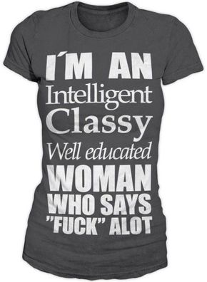 Hybris An Intelligent, Classy Woman Girly T-Shirt Damen Dark-Grey