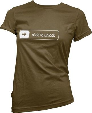 Hybris Slide To Unlock Girly Tee Damen T-Shirt Brown