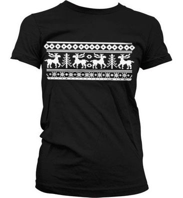 Hybris Scandinavian Christmas Girly Tee Damen T-Shirt Black