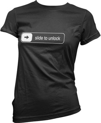 Hybris Slide To Unlock Girly Tee Damen T-Shirt Black