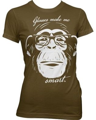 Hybris Glasses Makes Me Smart Girly Tee Damen T-Shirt Brown
