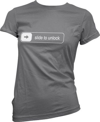 Hybris Slide To Unlock Girly Tee Damen T-Shirt Dark-Grey