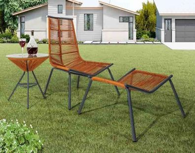 Modern Set für Ihren Garten Besteht aus Sessel Hocker und Beistelltisch