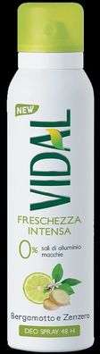 Vidal Freschezza Intensa Deodorant Spray Bergamotto & Zenzero 48h