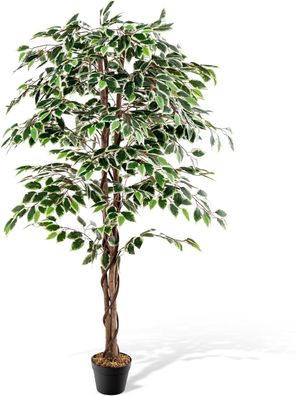160 cm Kunstpflanze grün, Künstliche Pflanze Ficus Benjamin, Dekopflanze, Kunstbaum
