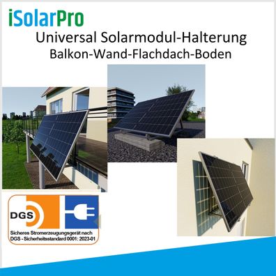 Balkonkraftwerk universal Solarmodul-Halterung für Balkon-Wand-Flachdach