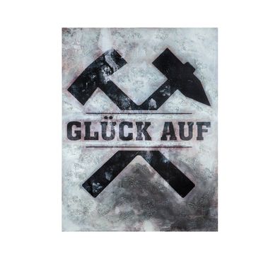Holz/ Leinen Bild Gemälde "Glück Auf", 90x120cm, von Gilde