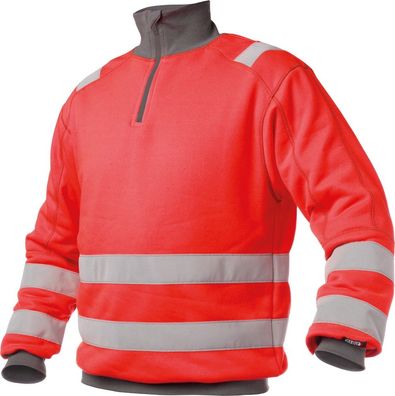 Dassy Warnschutz Sweatshirt Denver PESCO84 Neonrot/ Zementgrau