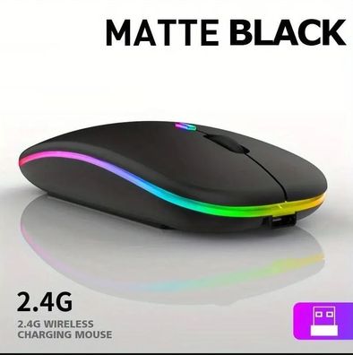 Matte Black - Maus kabellos, wiederaufladbar mit Hintergrundbeleuchtung, black