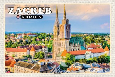 Top-Schild m. Kordel, versch. Größen, ZAGREB, Kroatien, Kathedrale, neu & ovp
