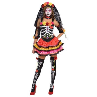 Day of the Dead Senorita Damenkostüm Verkleidung Dress Skelett Geist Halloween