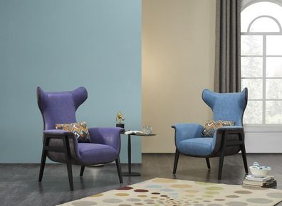 Luxus Einsitzer Sessel Blau Wohnzimmer Polstersessel Möbel Modern Design