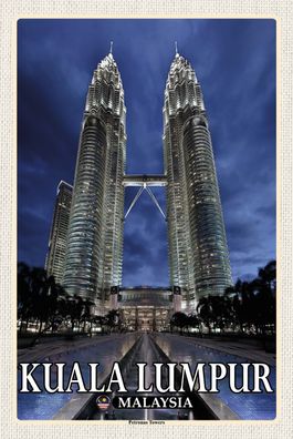 Top-Schild m. Kordel, versch. Größen, Kuala Lumpur, Petronas Towers, neu & ovp
