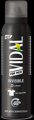 Vidal Invisible for Men Deodorant Spray 150ml 48h