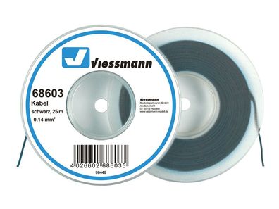Viessmann 68603 Kabel auf Abrollspule 0,14 mm², schwarz, 25 m