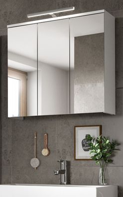 Spiegelschrank Bad Badezimmer Spiegel Schrank weiß 3-türig Mood 65 x 60 cm