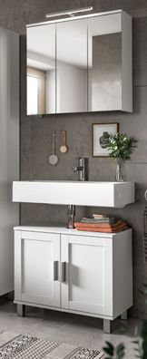 Bad Möbel Set 2-tlg. in weiß Waschbeckenunterschrank und Spiegelschrank Mood 65 cm