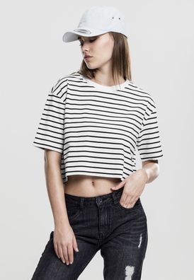 Urban Classics Female Shirt Ladies Short Striped Oversized Tee White/ Black