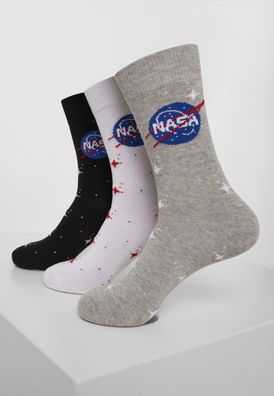Mister Tee Socken NASA Insignia Socks 3-Pack Black/ Grey/ White