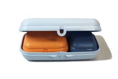 Tupperware To Go Maxi-Twin hellblau + Twin orange + Mini-Twin blau