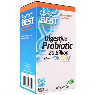 Doctor's Best, Digestive Probiotic 20 Billion with Howaru®, 30 Veg. Kapseln