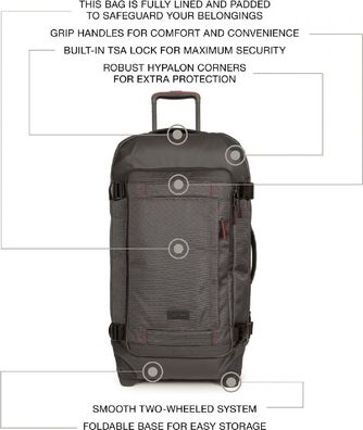 Eastpak Tasche / Wheeled Luggage Tranverz Cnnct CNNCT Accent Grey-121 L