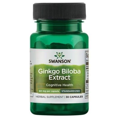 Swanson, Ginkgo Biloba Extract - Standardized, 60mg, 30 Kapseln