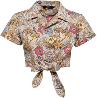 Queen Kerosin Damen Bluse mit hawaiianischem Muster QK4200818176 Offwhite