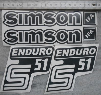 Simson S51 Enduro, IFA, Aufkleber, Seitendeckel, Tank, dunkel Schwarz transp HG