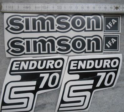 Simson S70 Enduro, IFA, Aufkleber, Seitendeckel, Tank, dunkel Schwarz transp HG