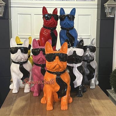 Französische Bulldogge Sonnenbrille Deko Figur Statue Skulptur Hund Pop Art Kunst gro