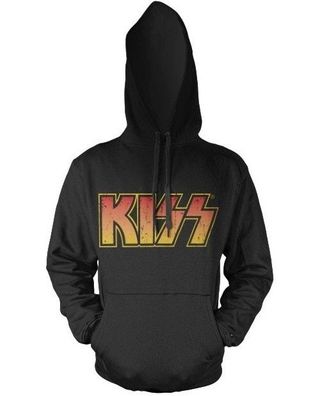 Kiss Distressed Logotype Hooded Pullover Black