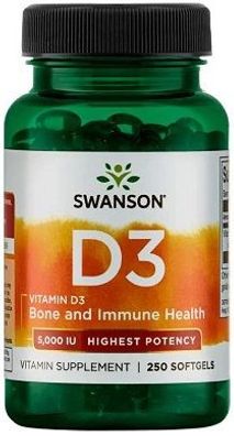 Highest Potency Vitamin D-3, 5000 IU - 250 softgels