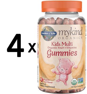 4 x Mykind Organics Kids Multi Gummies, Fruit Flavor - 120 vegan gummy bears