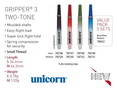Unicorn Gripper 3 TWO-TONE Shaft blau weiß short